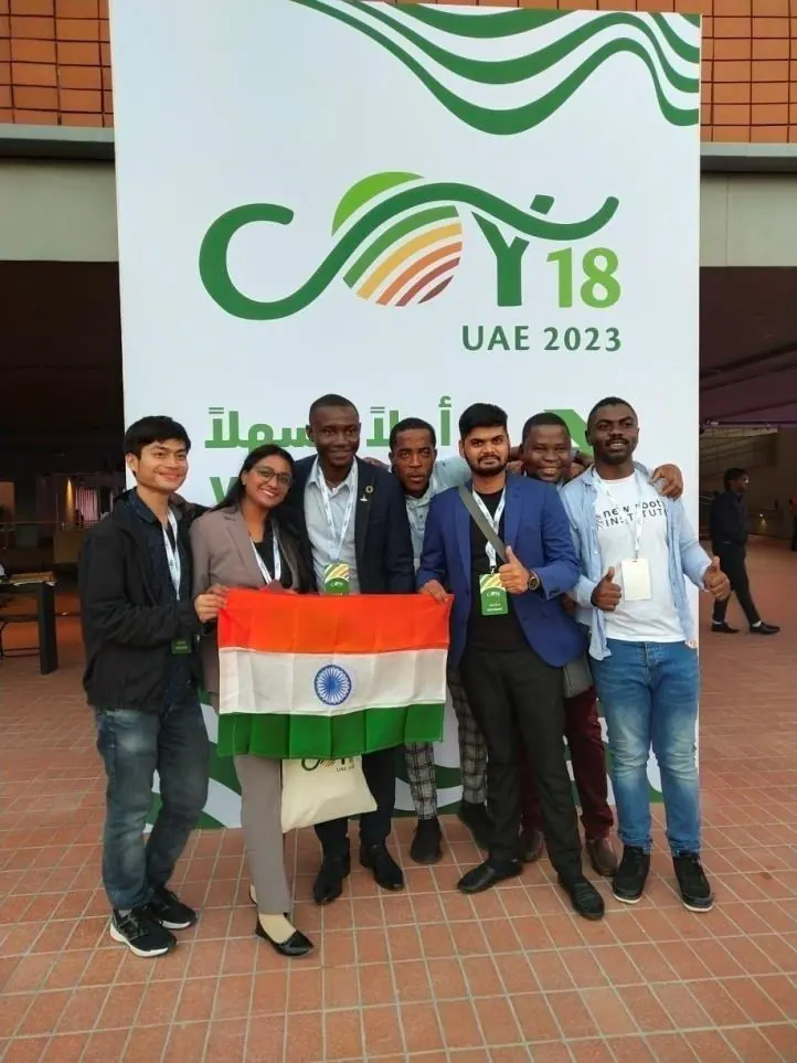 Indian delegates with the national flag at COY18.