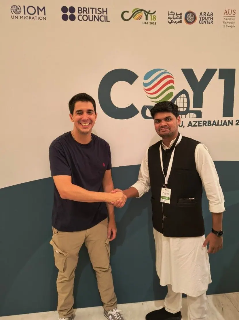 Abhishek with Felipe Paullier, UN Assistant Secretary-General for Youth Affairs, at COY19