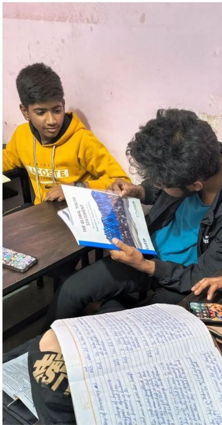 Students reading the Global Youth Statement.
